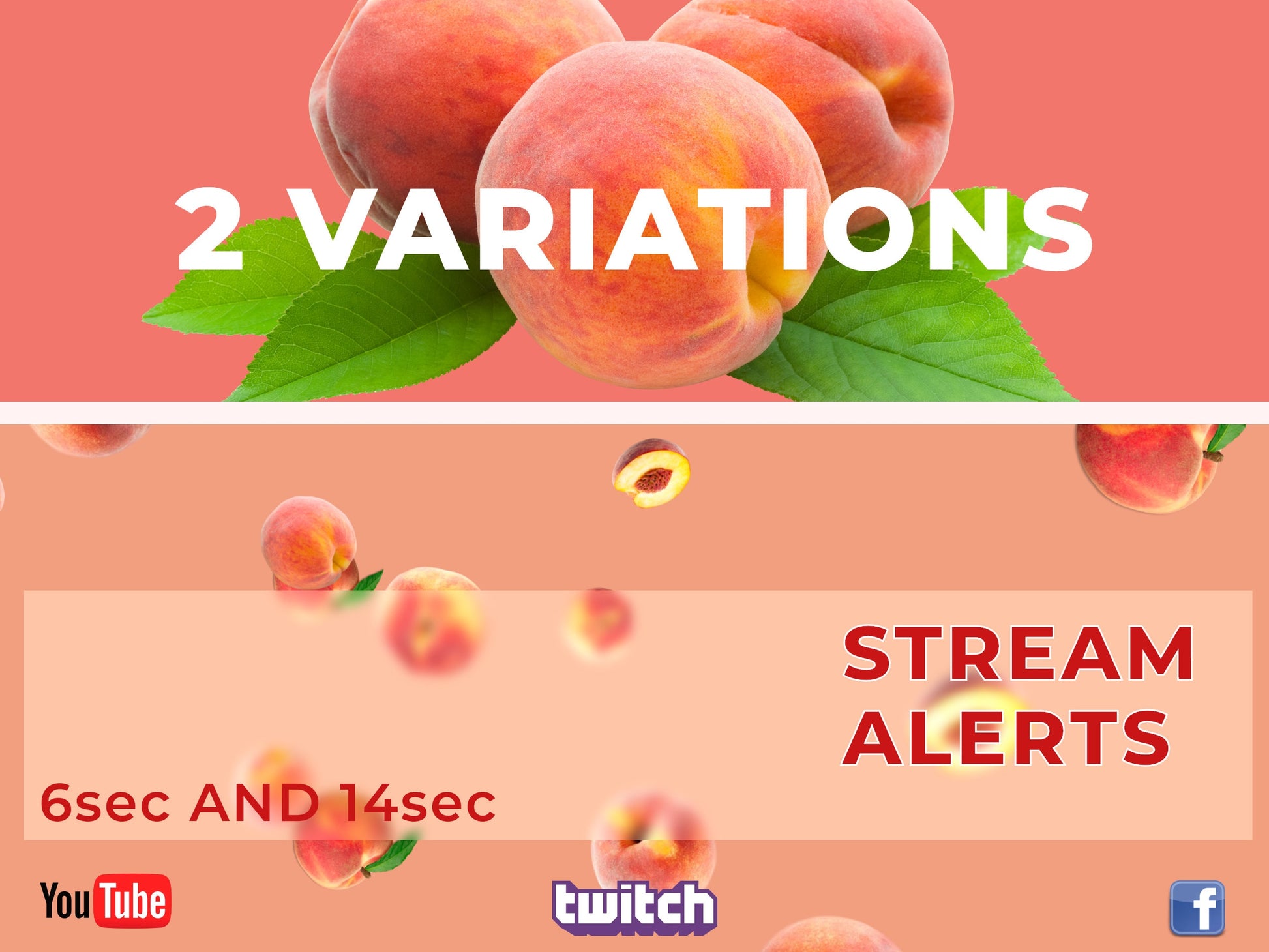 Peach Stream Effect - Raining Peaches Animated Overlay Alert - Full Screen 1920 x 1080 & Transparent - Fruity Silly Juicy Twitch Effects