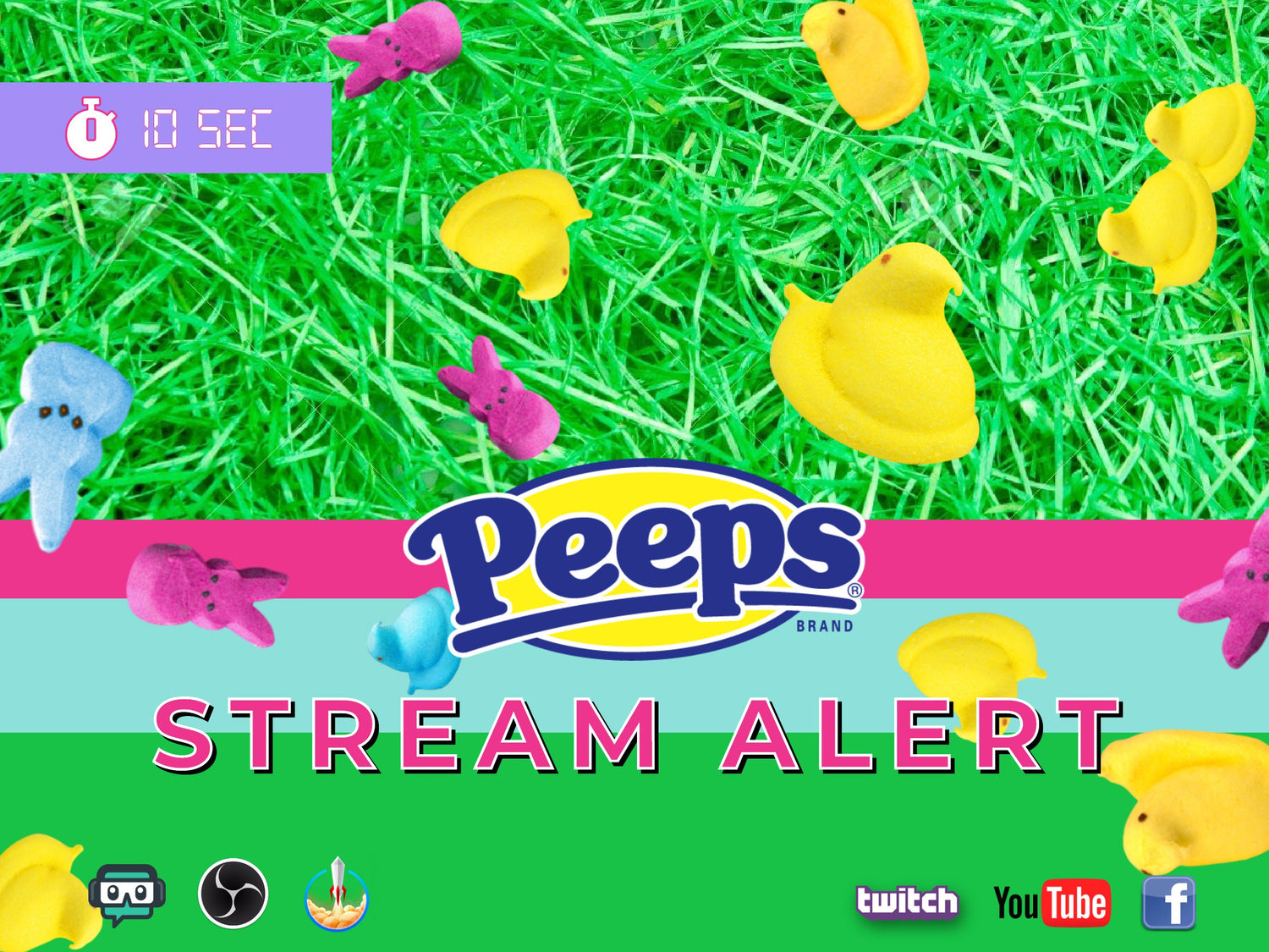 Peeps Rain - Easter Stream Alert - Bunny Day Streaming Effect - Full Screen 1920x1080 Transparent Twitch Overlay - Animated Peep Candy Drop!