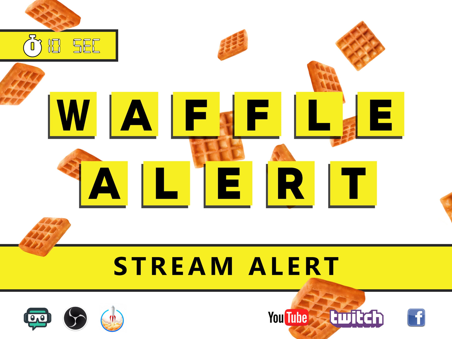 Waffle Drop Alert - Raining Waffles Stream Effect - 1920x1080 Full Screen Overlay with Transparent Background - Twitch Youtube Facebook FUN