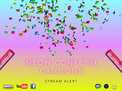 Neon Confetti Effect - Stream Alert - Party Popper Cannon With Sound - Full Screen Transparent Animated Alert For Donations, Followers, Subs