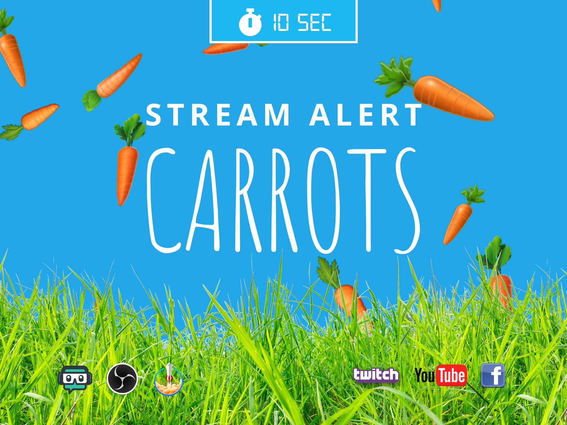 Carrot Rain Alert - Raining Carrots Stream Effect - Full Screen with Transparent Background - Bunny Day Easter Overlay - 1920x1080 - Twitch