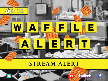 Waffle Drop Alert - Raining Waffles Stream Effect - 1920x1080 Full Screen Overlay with Transparent Background - Twitch Youtube Facebook FUN