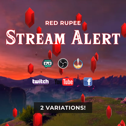 Red Rupee Stream Alert - Zelda Animation - Full Screen 1920x1080 Animated Overlay with Transparent Background - Instant Download - Two WEBMs