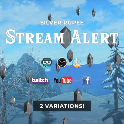 Silver Rupee Stream Alert - Zelda Animation - Full Screen 1920x1080 Animated Overlay - Transparent Background - Instant Download - 2 Alerts!