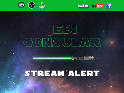 Jedi Consular Stream Alert - Full Screen Animated Lightsabers - Star Wars Overlay - Transparent Background - 1920x1080 - Instant Download