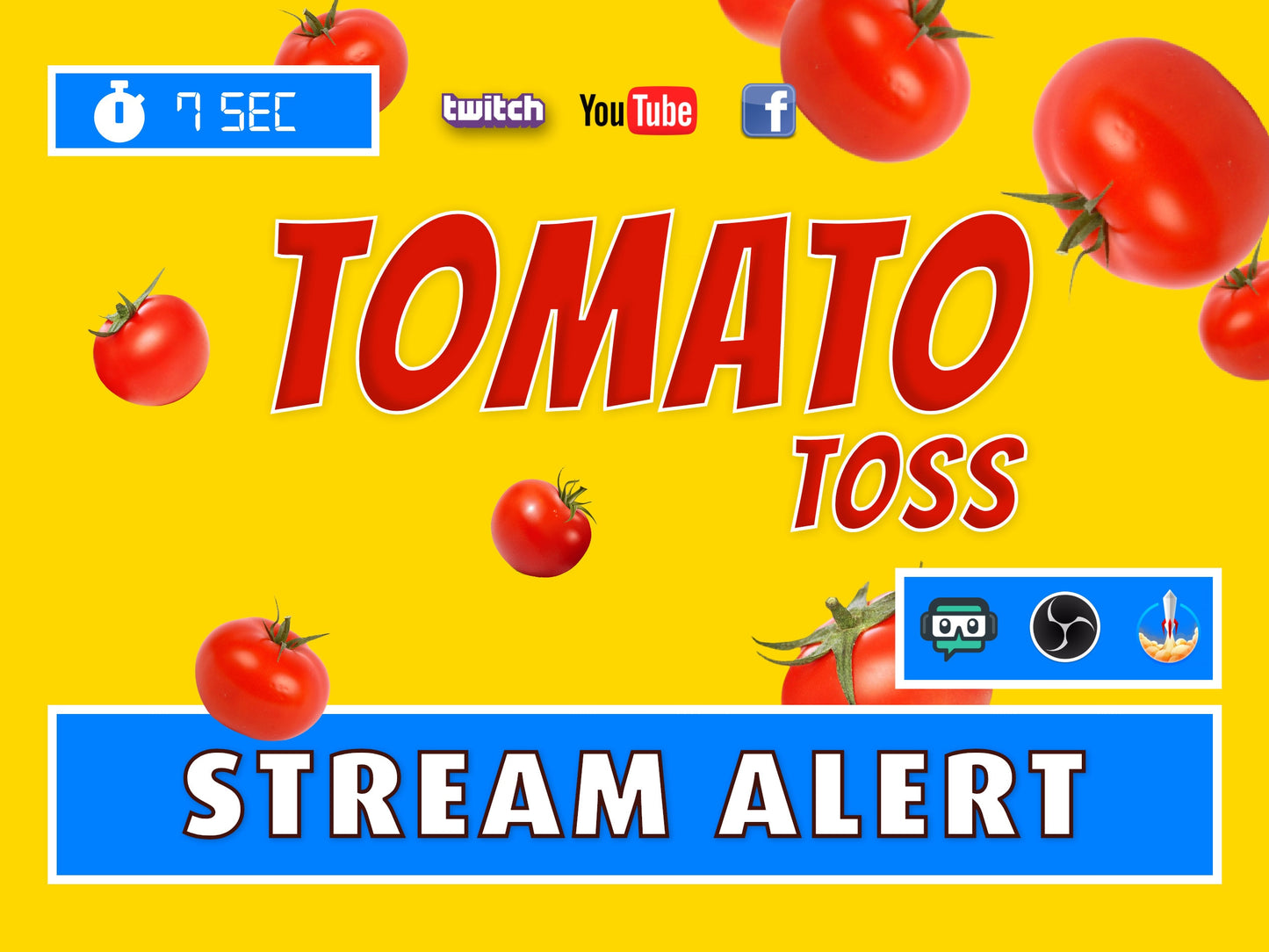 Tomato Toss Alert - Full Screen Flying Tomatoes with Transparent Background - 1920x1080 - Cooking Stream Overlay - Instant Download - .WEBM