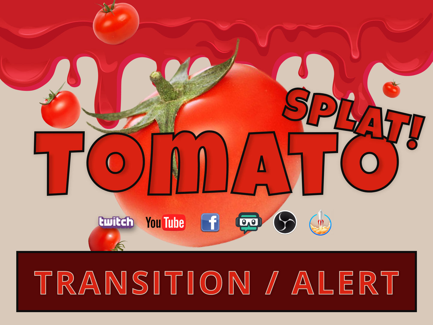 Tomato Splat - Scene Transition Stinger And Stream Alert - Full Screen 1920x1080 Animation with Transparent Background - Food Fight Effect