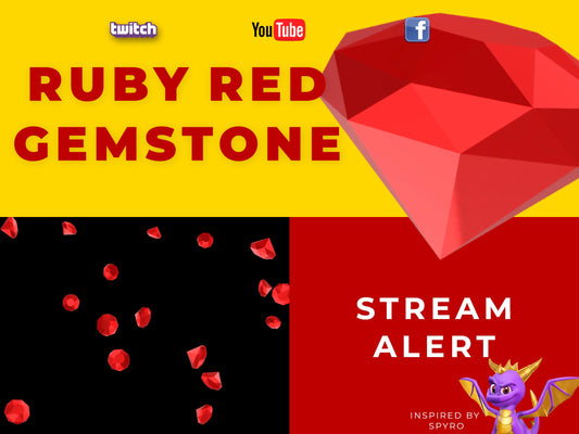 Ruby Stream Alert - Animated Red Gemstone Rain Effect - Full Screen Overlay with Transparent Background - 1920x1080 - Donations & Cheers