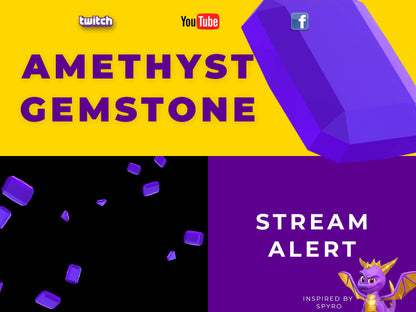 Amethyst Stream Alert - Full Screen Animated Overlay - 1920x1080 - Purple Gemstone Effect with Transparent Background - Donations & Cheers