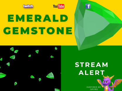 Emerald Stream Alert - Full Screen Animated Overlay with Transparent Background - 1920x1080 Green Gem Animation for Tips & Fun Engagement