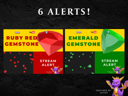 Gemstone Stream Alerts Bundle - Six (6) Animated Overlays - Full Screen Effects with Transparent Background - 1920x1080 - Instant Download