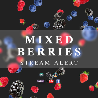 Mixed Berries Stream Alert - Full Screen Animated Berry Rain Overlay w/ Transparent Background - 1920x1080 - Instant Download - Food Effect