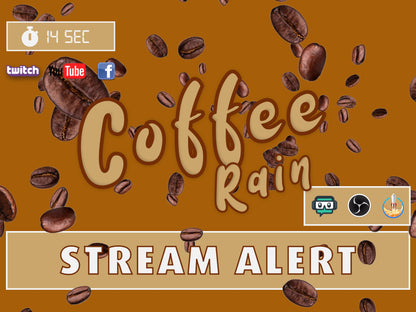 Coffee Bean Rain Stream Alert - Full Screen Animated Overlay with Transparent Background - 1920x1080 - Instant Download - Brew For Streamers