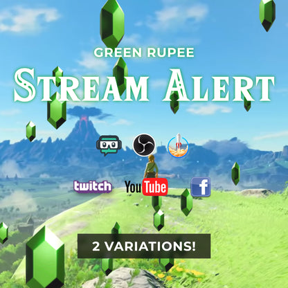 Green Rupee Stream Alert - Zelda Animation - Full Screen 1920x1080 Animated Overlay with Transparent Background - Instant Download - WEBM