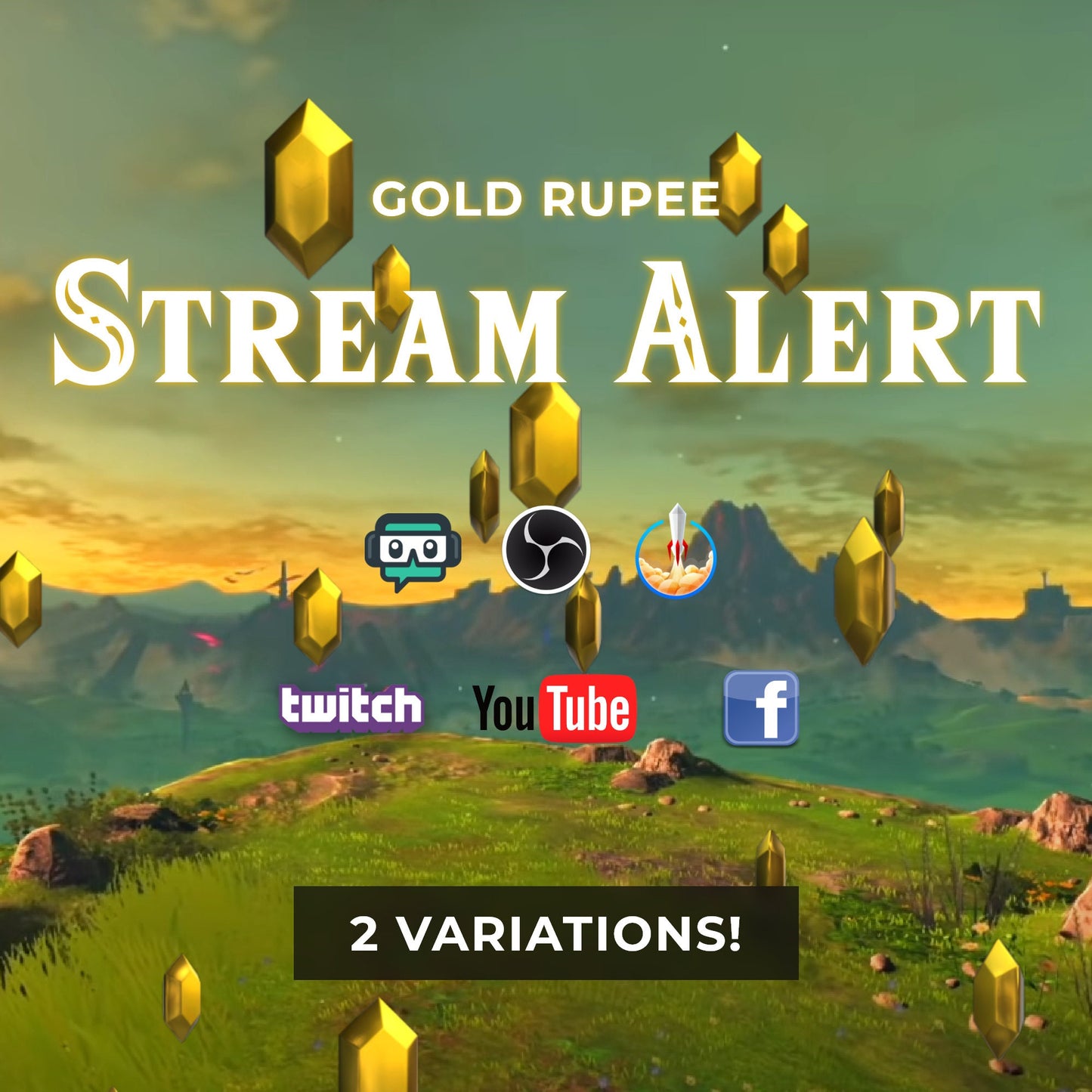 Gold Rupee Stream Alert - Zelda Animation - Full Screen 1920x1080 Animated Overlay with Transparent Background - Instant Download - 2 Alerts