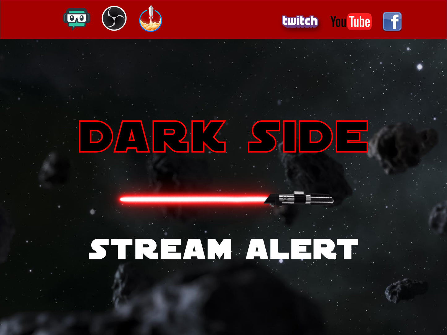 Dark Side Stream Alert - Lightsaber Animation - Full Screen Star Wars Overlay with Transparent Background - 1920x1080 - Instant Download