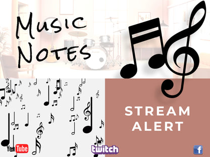 Music Stream Alert - Raining Notes with Transparent Background - Full Screen Animated Overlay - 1920x1080 - Instant Download - Easy To Use