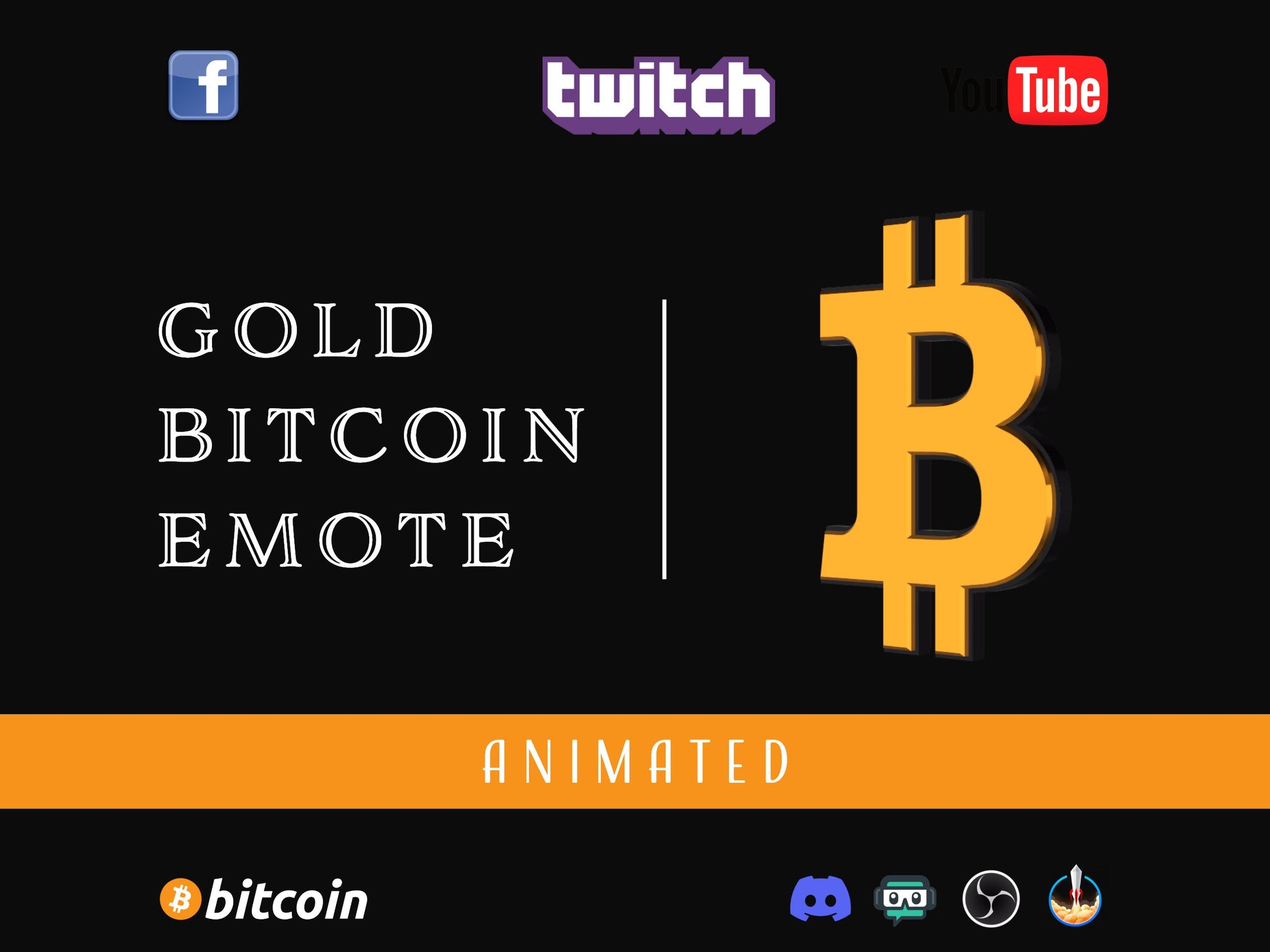 Bitcoin Animated Emote - For Twitch Youtube Discord - BTC Animation - Perfect Loop Crypto Asset - Instant Download - GIF - Stream Decoration