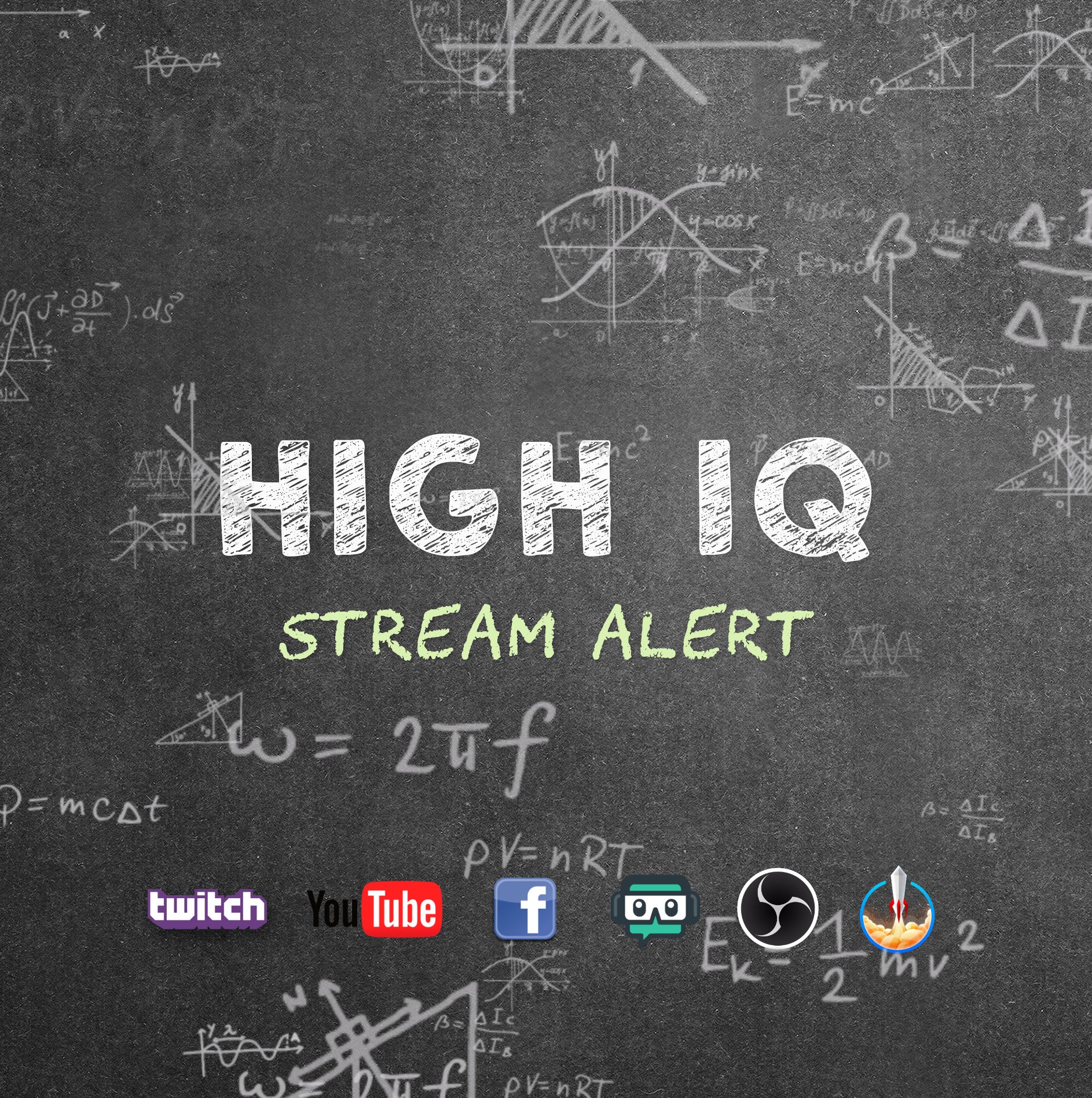 High IQ Stream Alert - Animated Big Brain Math Equations - Full Screen Overlay with Transparent Background - 1920x1080 - Instant Download