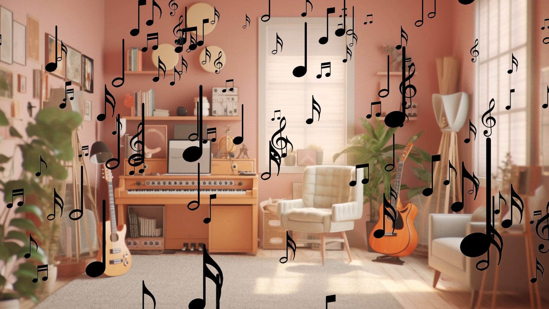 Music Stream Alert - Raining Notes with Transparent Background - Full Screen Animated Overlay - 1920x1080 - Instant Download - Easy To Use