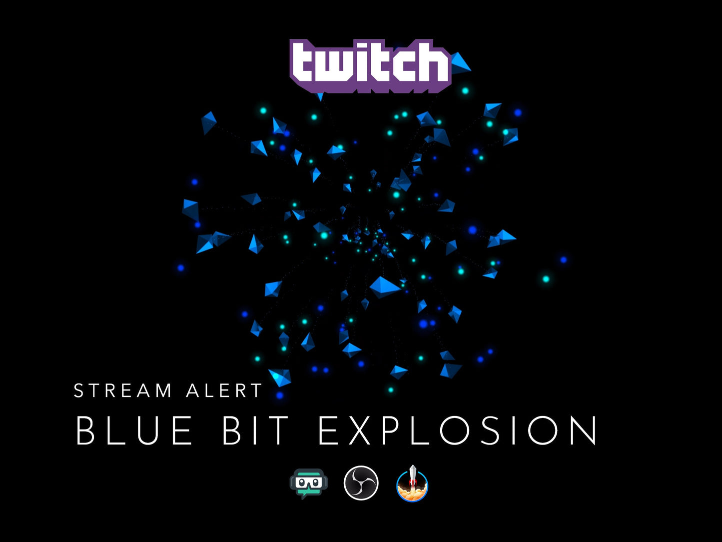 Blue Bit Explosion Stream Alert - Twitch Cheer Animation - Full Screen Overlay with Transparent Background - 1920x1080 - Instant Download