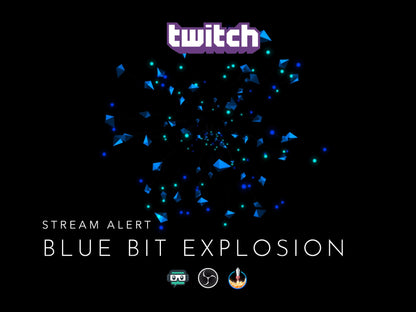 Blue Bit Explosion Stream Alert - Twitch Cheer Animation - Full Screen Overlay with Transparent Background - 1920x1080 - Instant Download