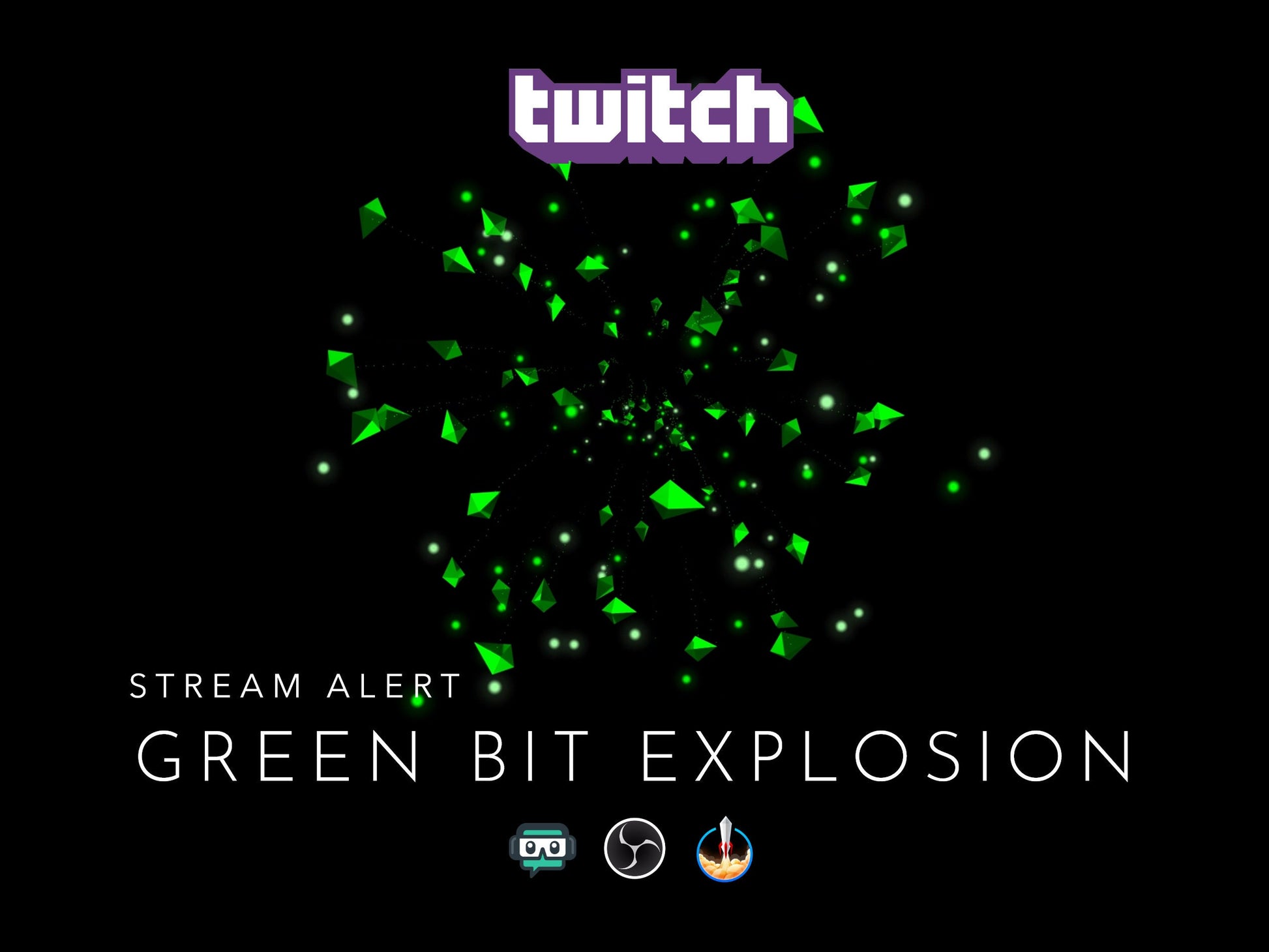 Green Bit Explosion Stream Alert - Twitch Cheer Animation - Full Screen Overlay with Transparent Background - 1920x1080 - Instant Download