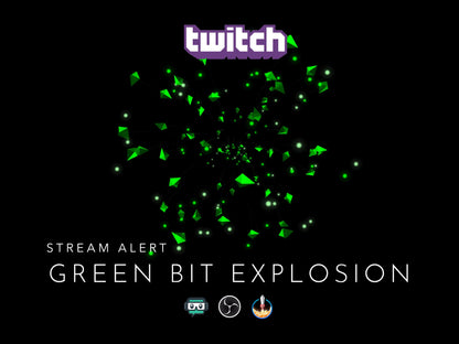 Green Bit Explosion Stream Alert - Twitch Cheer Animation - Full Screen Overlay with Transparent Background - 1920x1080 - Instant Download