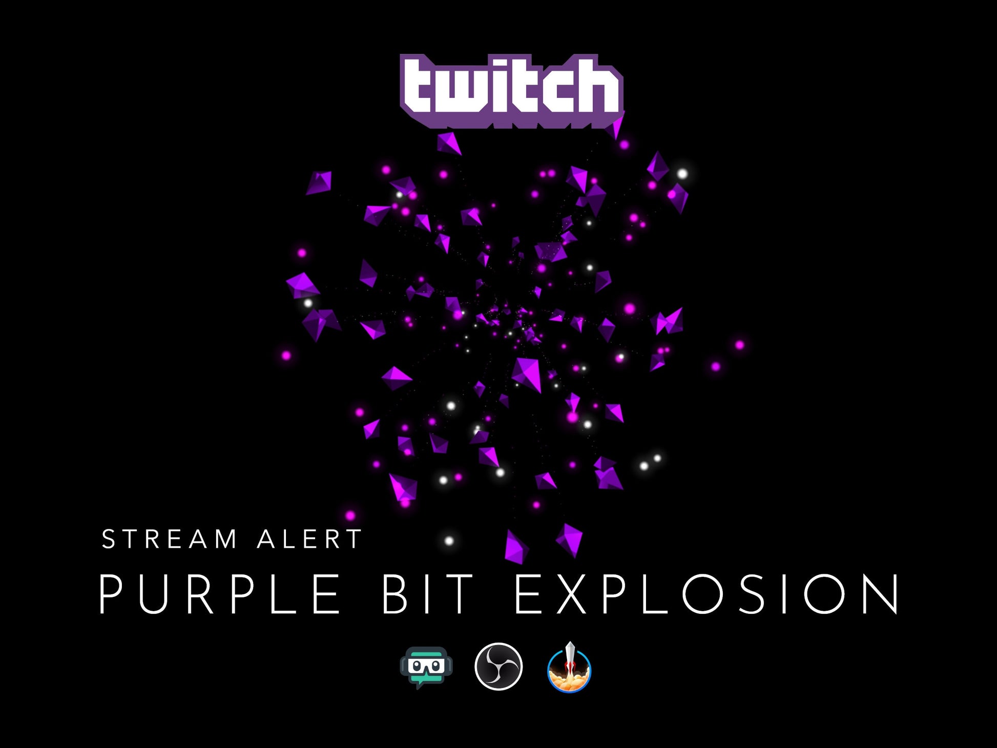 Purple Bit Explosion Stream Alert - Twitch Cheer Animation - Full Screen Overlay with Transparent Background - 1920x1080 - Instant Download