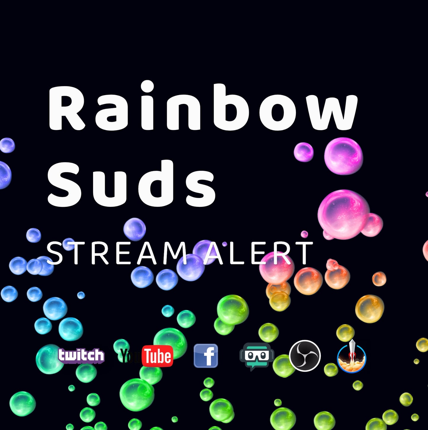 Rainbow Suds Stream Alert - Full Screen Animated Overlay w/Transparent Background - 1920x1080 - Colorful Floating Bubbles - Instant Download