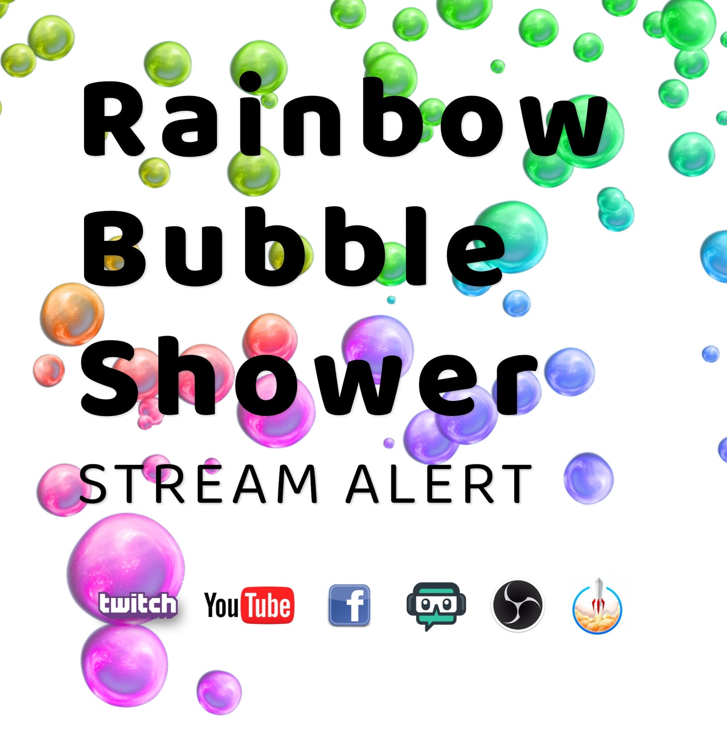 Rainbow Bubble Shower Stream Alert - Animated Overlay w/ Transparent Background - Colorful Full Screen Effect - 1920x0180 - Instant Download