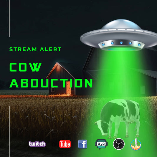 Cow Abduction Stream Alert - Full Screen Animated UFO Overlay with Transparent Background - 1920x1080 - Instant Download - Fun & Easy to Use