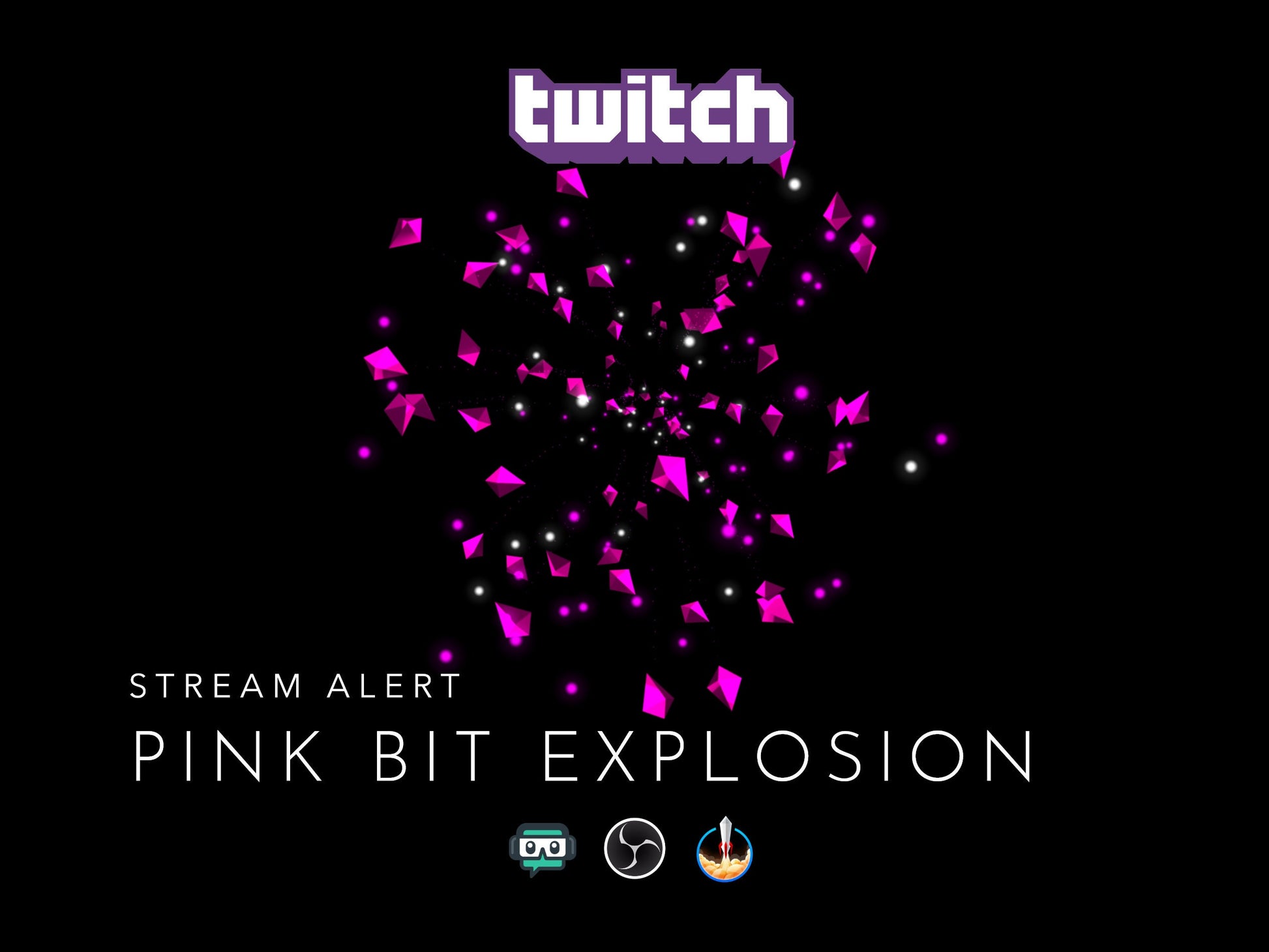 Exploding Bits Stream Alerts Bundle - 9 Twitch Cheer Animations - Full Screen Animated Overlays w Transparent Background - Instant Download