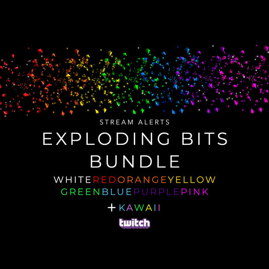 Exploding Bits Stream Alerts Bundle - 9 Twitch Cheer Animations - Full Screen Animated Overlays w Transparent Background - Instant Download