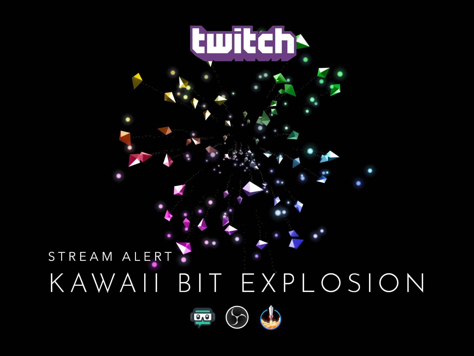 Exploding Bits Stream Alerts Bundle - 9 Twitch Cheer Animations - Full Screen Animated Overlays w Transparent Background - Instant Download