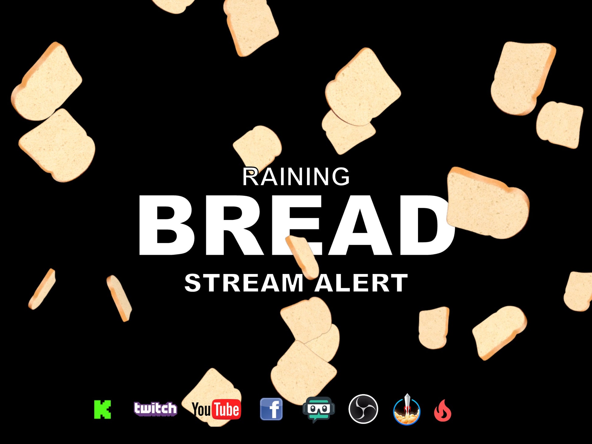 Bread Stream Alert - Full Screen Animated Overlay with Transparent Background - Instant Download - 1920x1080 - Fun Donation Alert for OBS +