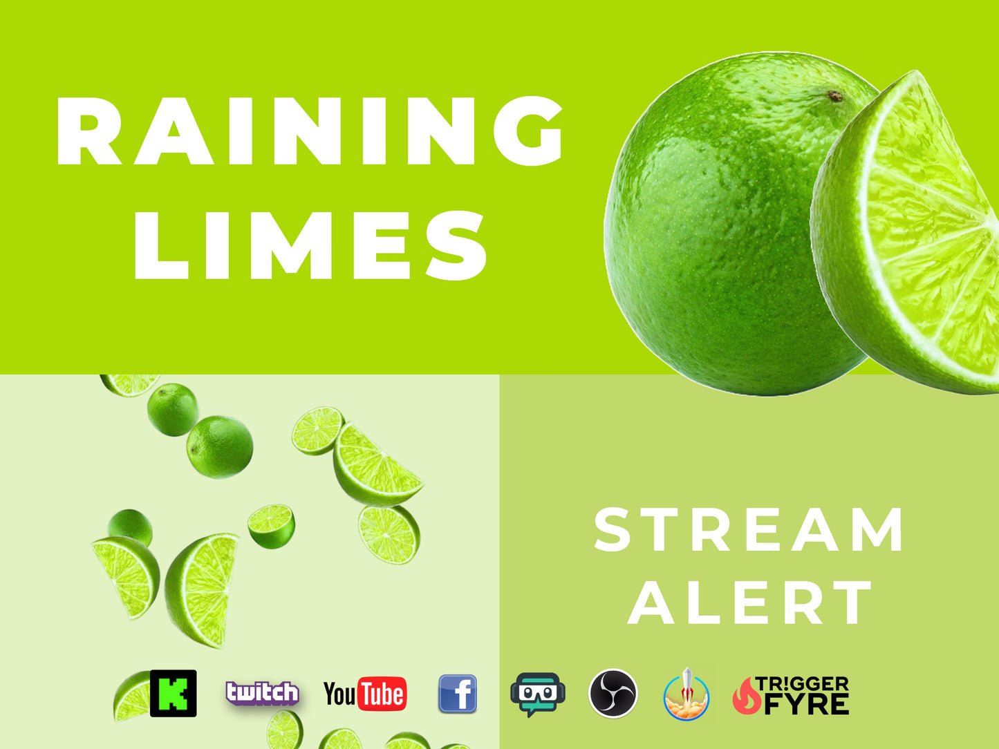 Raining Limes Stream Alert - Full Screen Animated Citrus Overlay w/ Transparent Background - 1920x1080 - Instant Download - Easy To Set Up!