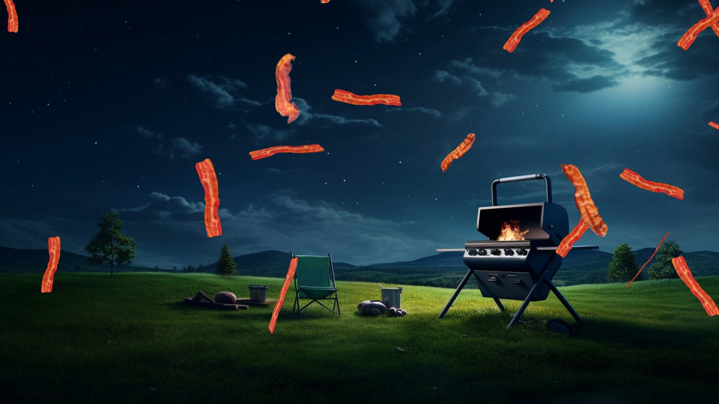 Bacon Rain Stream Alert - Full Screen Animated Overlay with Transparent Background - Breakfast Food Animation - Instant Download - 1920x1080