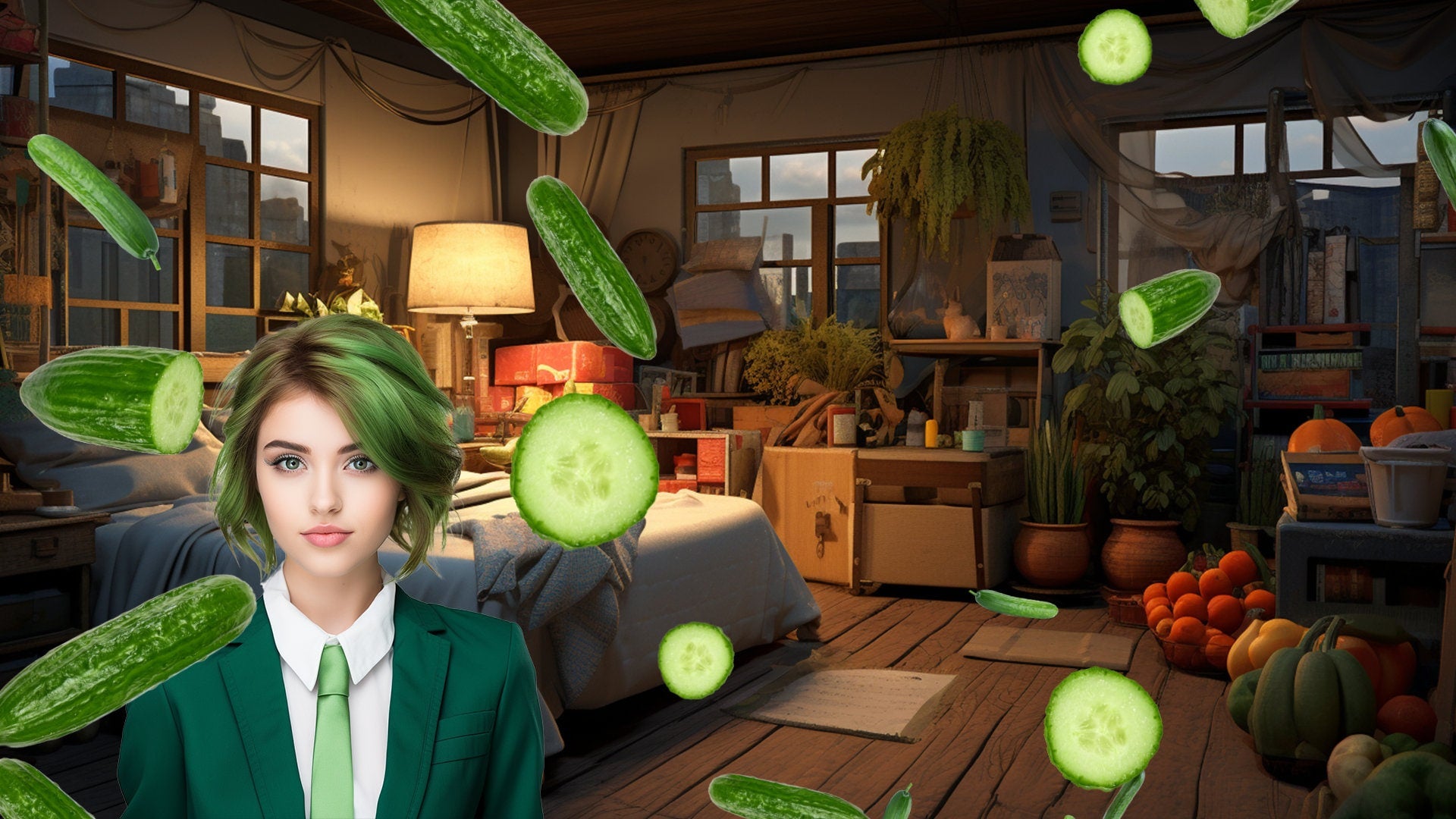 Raining Cucumbers Stream Alert - Full Screen Animated Overlay with Transparent Background - 1920x1080 - Instant Download - Food Stream Asset