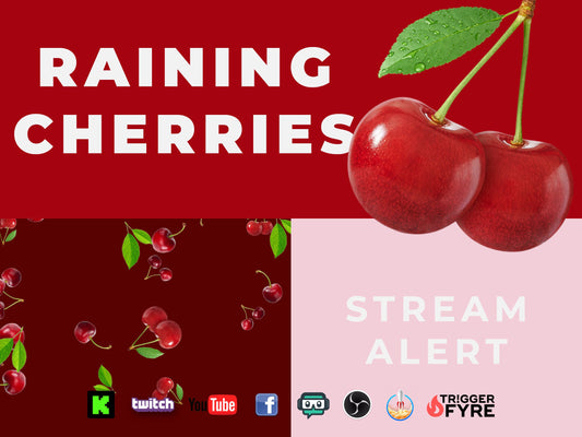 Raining Cherries Stream Alert - Red Cherry Drop Animated Overlay with Transparent Background - 1920x1080 Full Screen - Instant Download