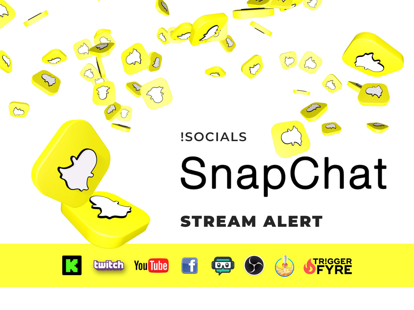 SnapChat Logo Stream Alert - !Socials Full Screen Animation w/ Transparent Background - 1920x1080 - Instant Download - Animated OBS Overlay