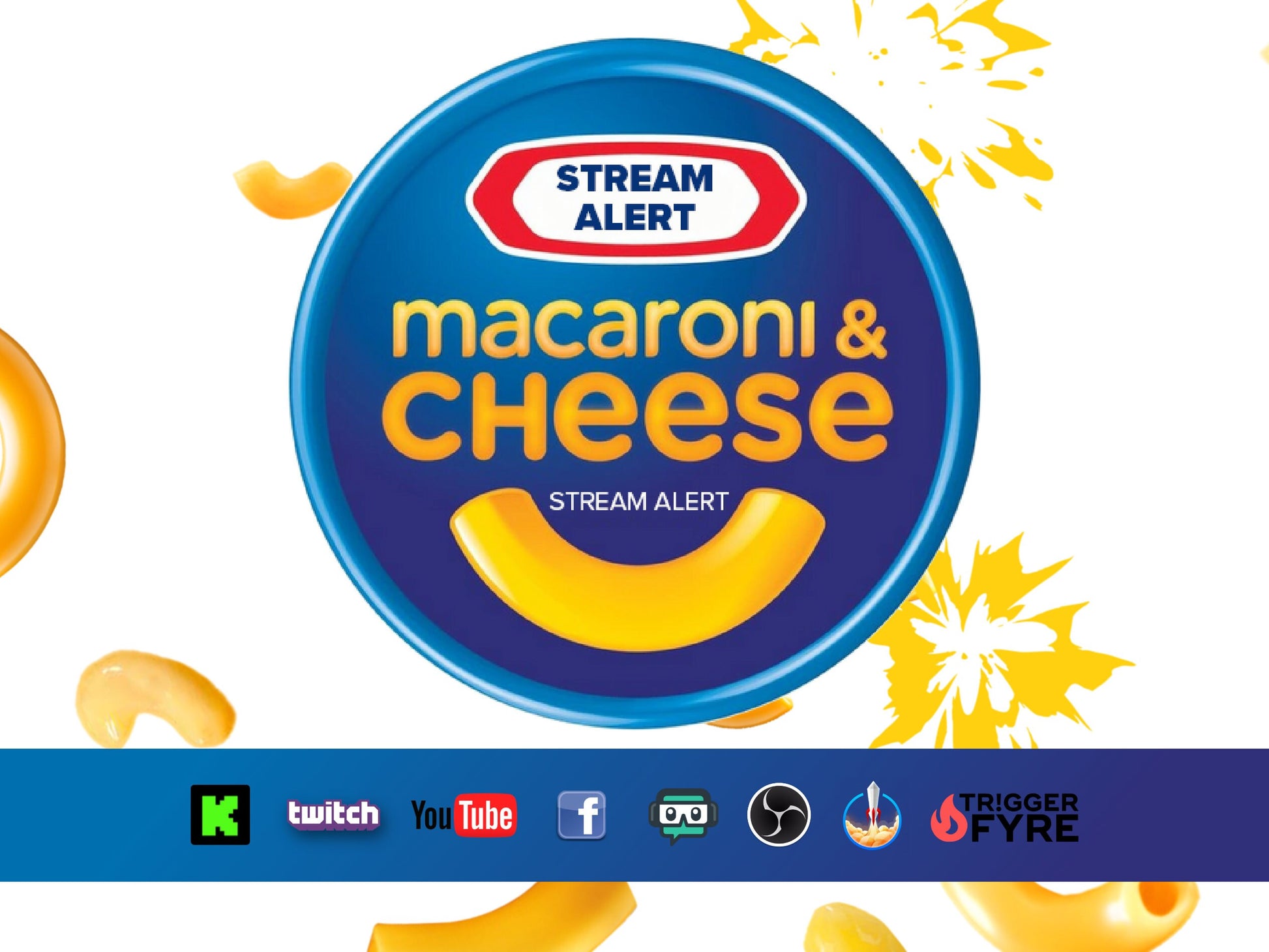 Mac & Cheese Splat Stream Alert - Full Screen Animated Overlay w/ Transparent Background - 1920x1080 - Instant Download - Cheesy Funny Fun!