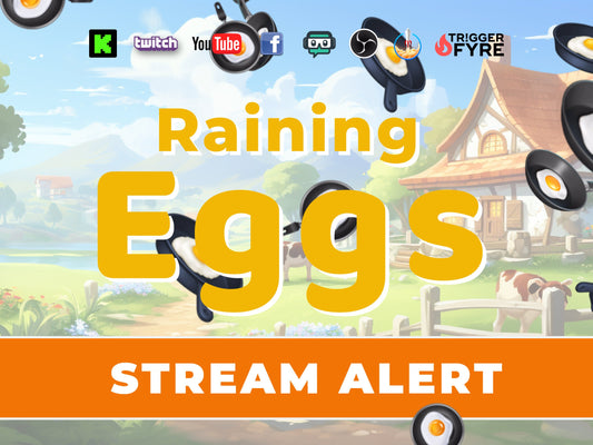 Fried Egg Stream Alert - Raining Eggs Animation - Full Screen Animated Overlay with Transparent Background - 1920x1080 - Instant Download