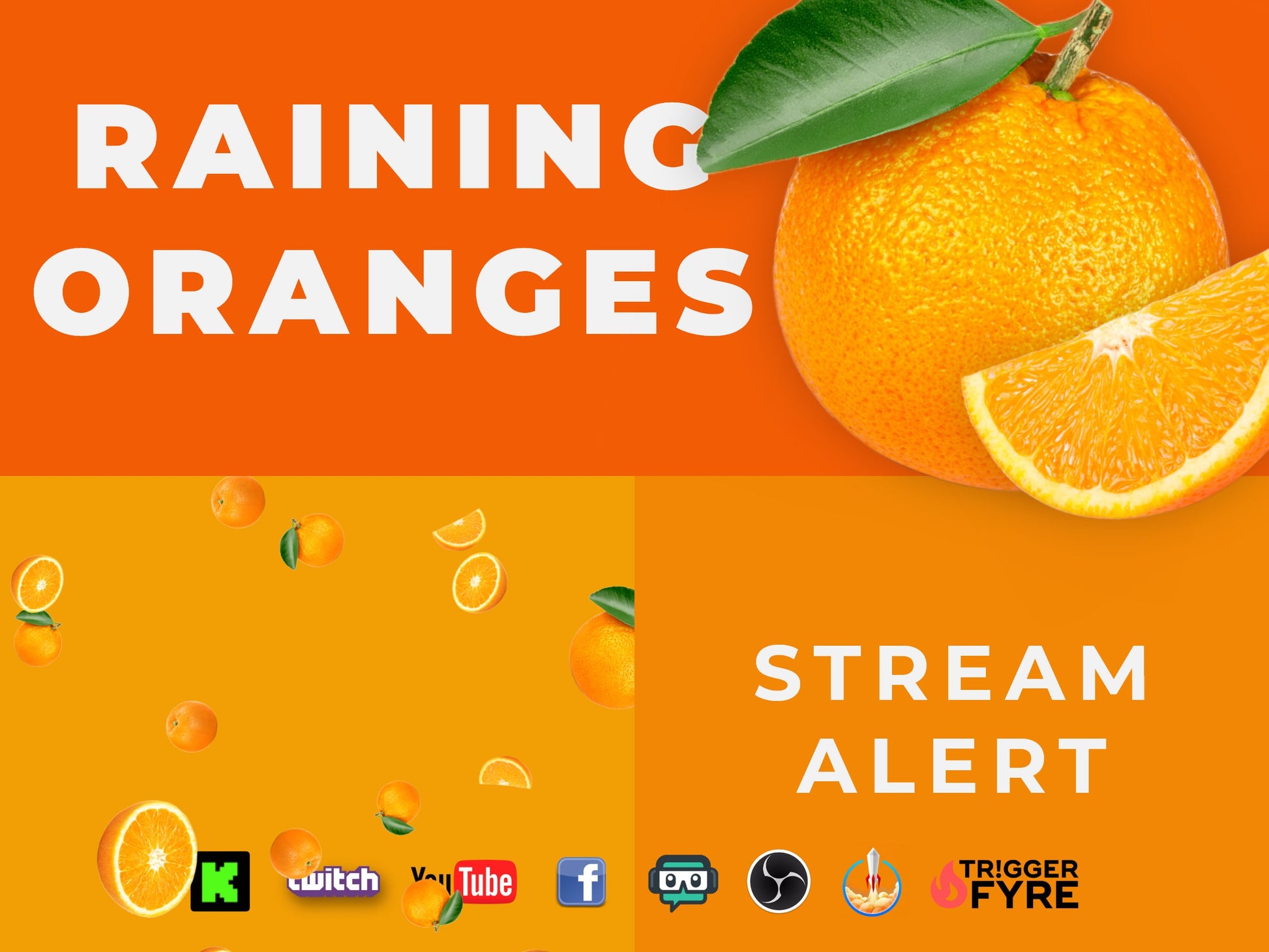 Raining Oranges Stream Alert - Animated Citrus Overlay w/ Transparent Background - Full Screen 1920x1080 - Instant Download - Easy To Set Up