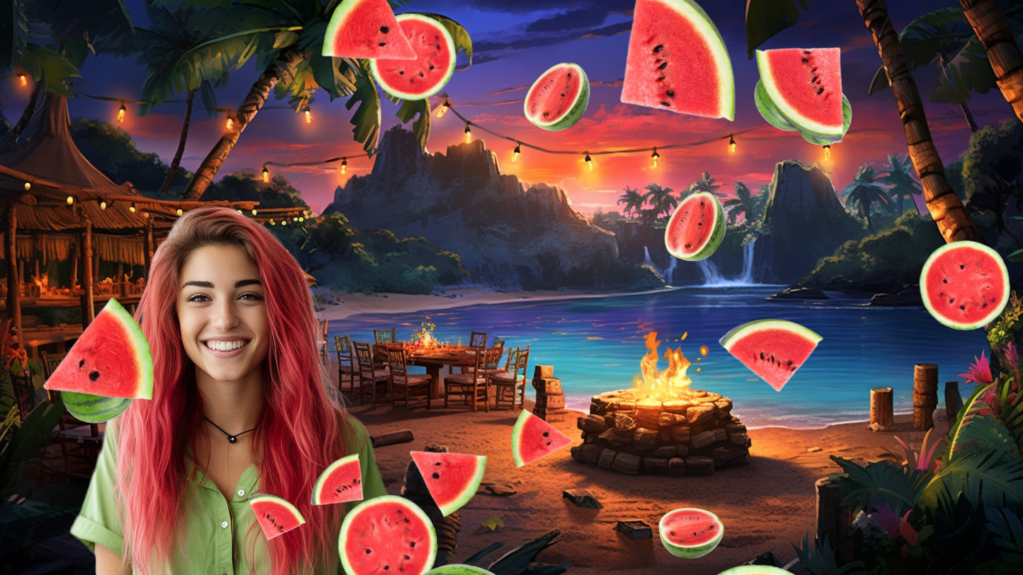 Watermelon Rain Stream Alert - Animated Melon Drop Overlay w/ Transparent Background - Full Screen 1920x1080 - Instant Download - Easy Setup