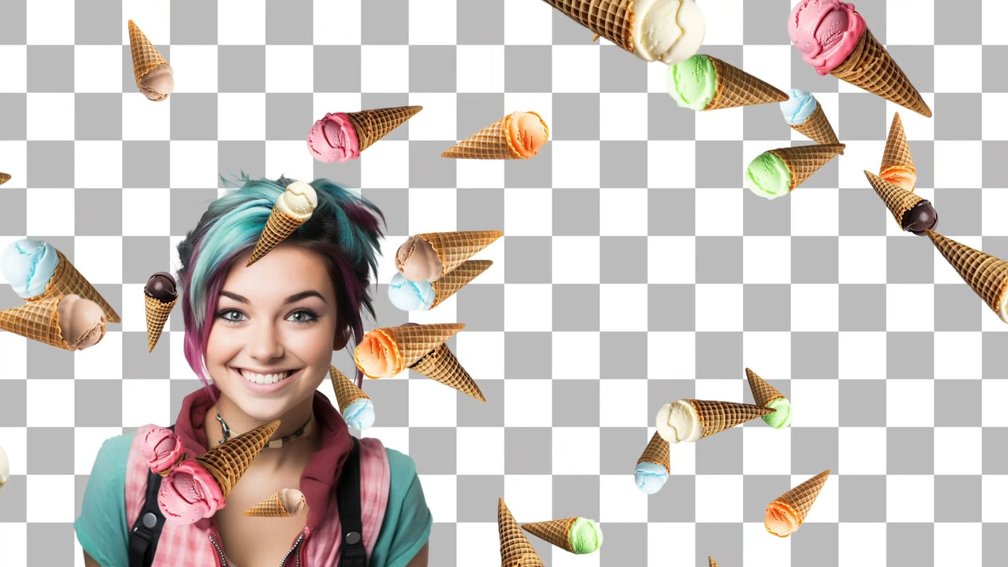 Ice Cream Stream Alert - Raining Dessert Animation - Animated Overlay w/ Transparent Background - 1920x1080 Full Screen - Instant Download