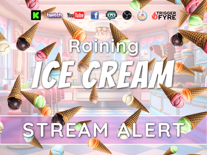 Ice Cream Stream Alert - Raining Dessert Animation - Animated Overlay w/ Transparent Background - 1920x1080 Full Screen - Instant Download