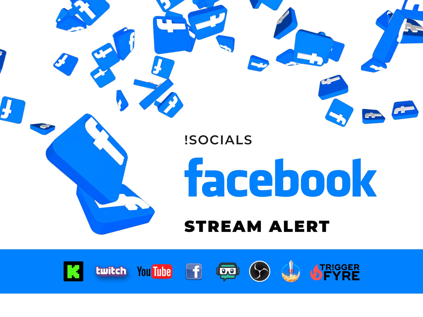 Facebook Logo Stream Alert - !Socials Full Screen Animation w/ Transparent Background - 1920x1080 - Instant Download - Animated OBS Overlay