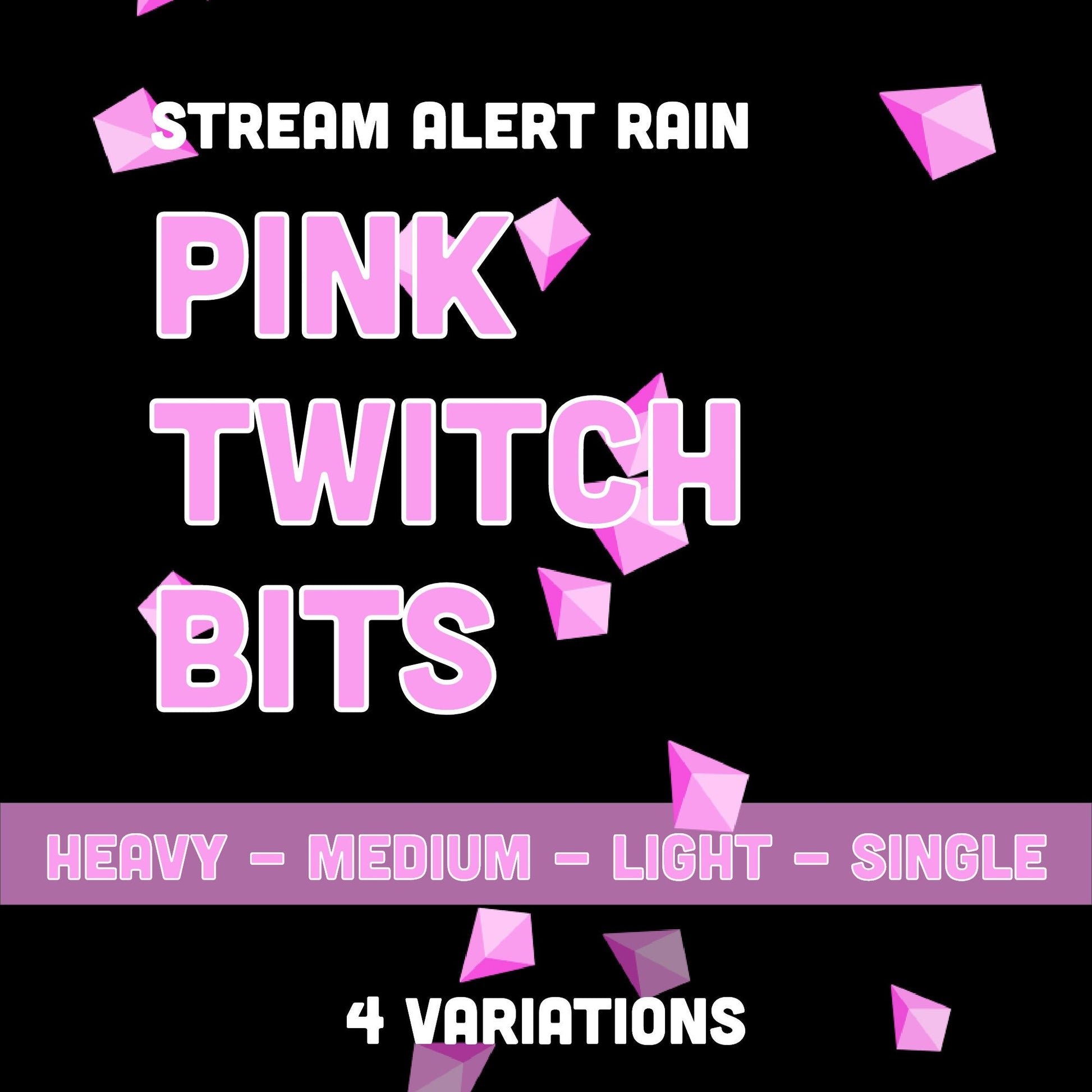 Pink Twitch Cheer Alerts - Bundle of 4 Animated Overlays w/ Transparent Background - Instant Download - Full Screen 1920x1080 - Raining Bits