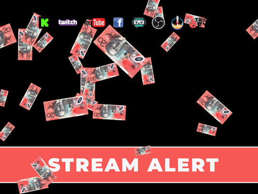 Aussie Stream Donation Alert - Australian Twenty Dollar Tip Rain Animation - Full Screen Overlay w Transparent Background - Instant Download